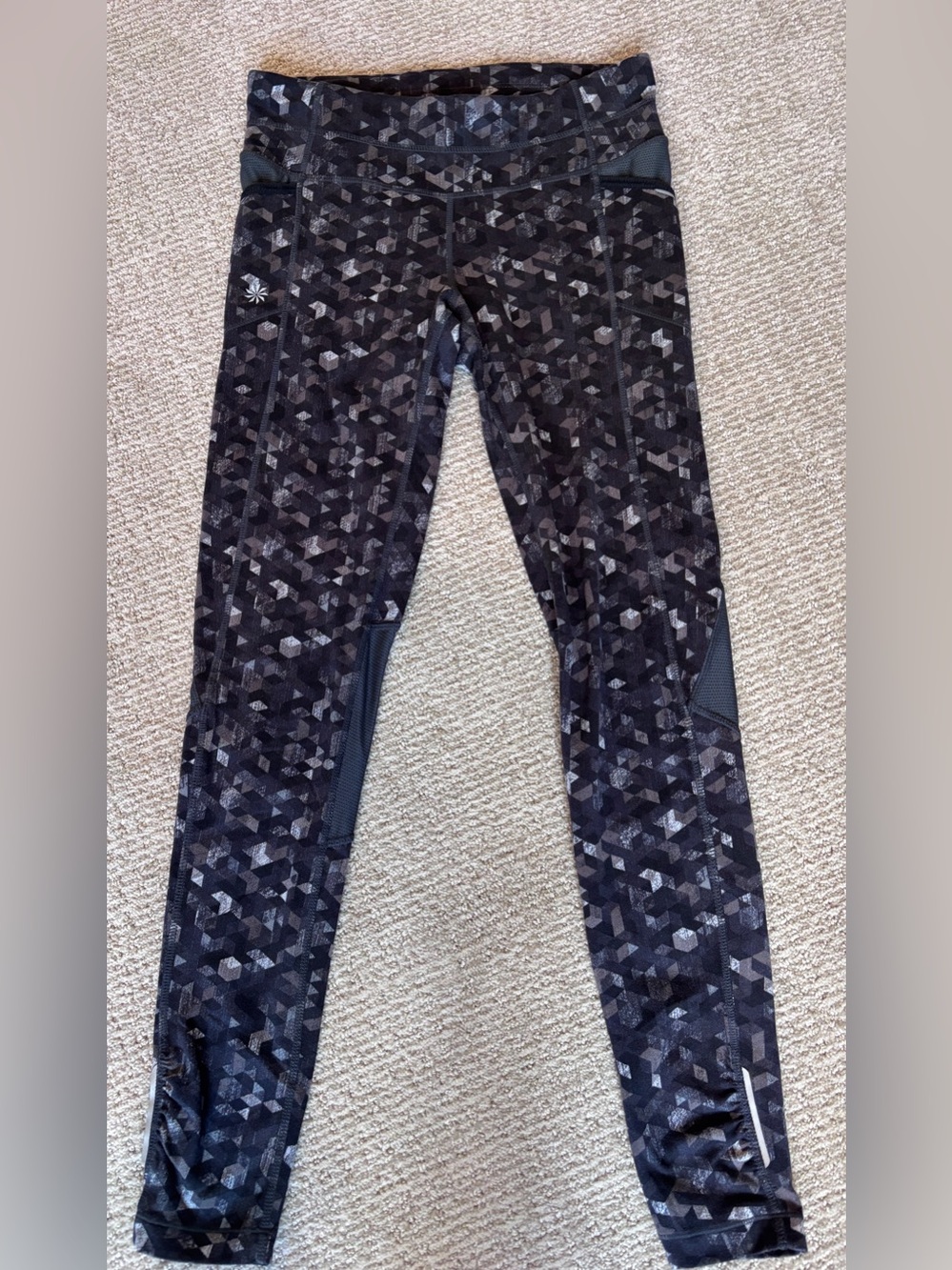 Athleta Black Geometric Print Leggings